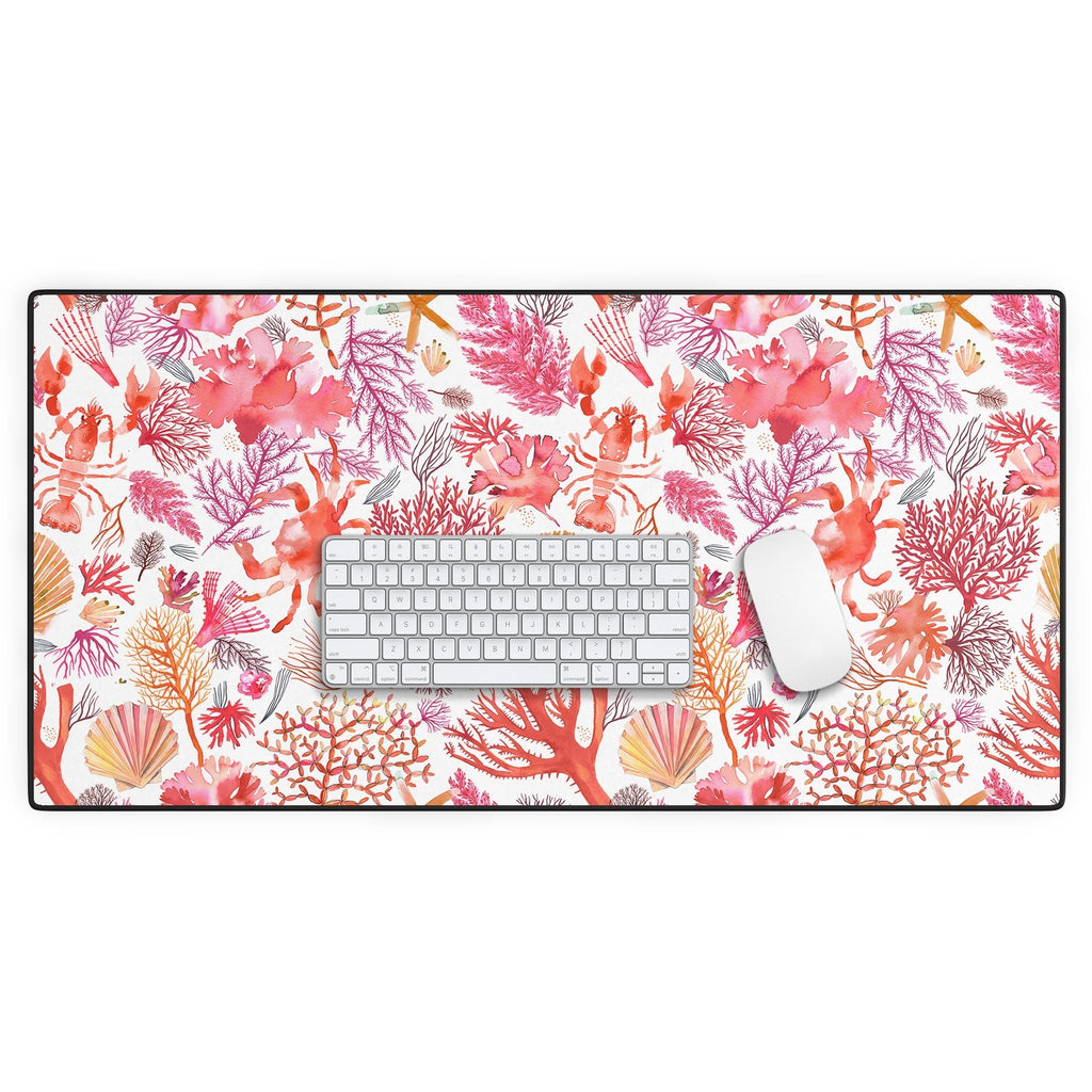 Ninola Design Botanic Retreat Coral Reef Crab Lobster Red Desk Mat