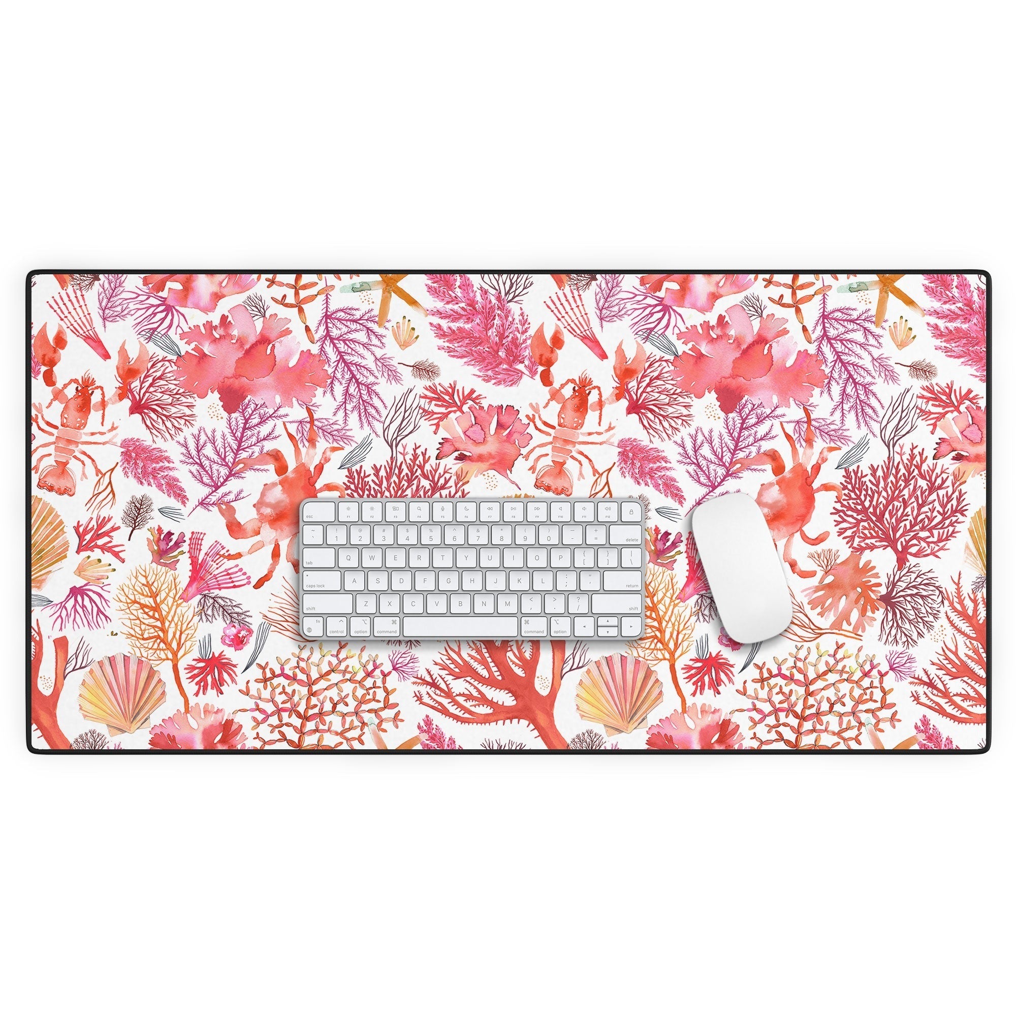 Ninola Design Botanic Retreat Coral Reef Crab Lobster Red Desk Mat