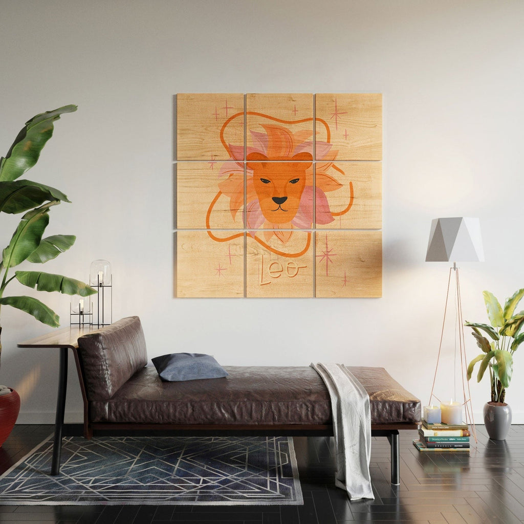 Little Om Zodiac Signs Leo Wood Wall Mural