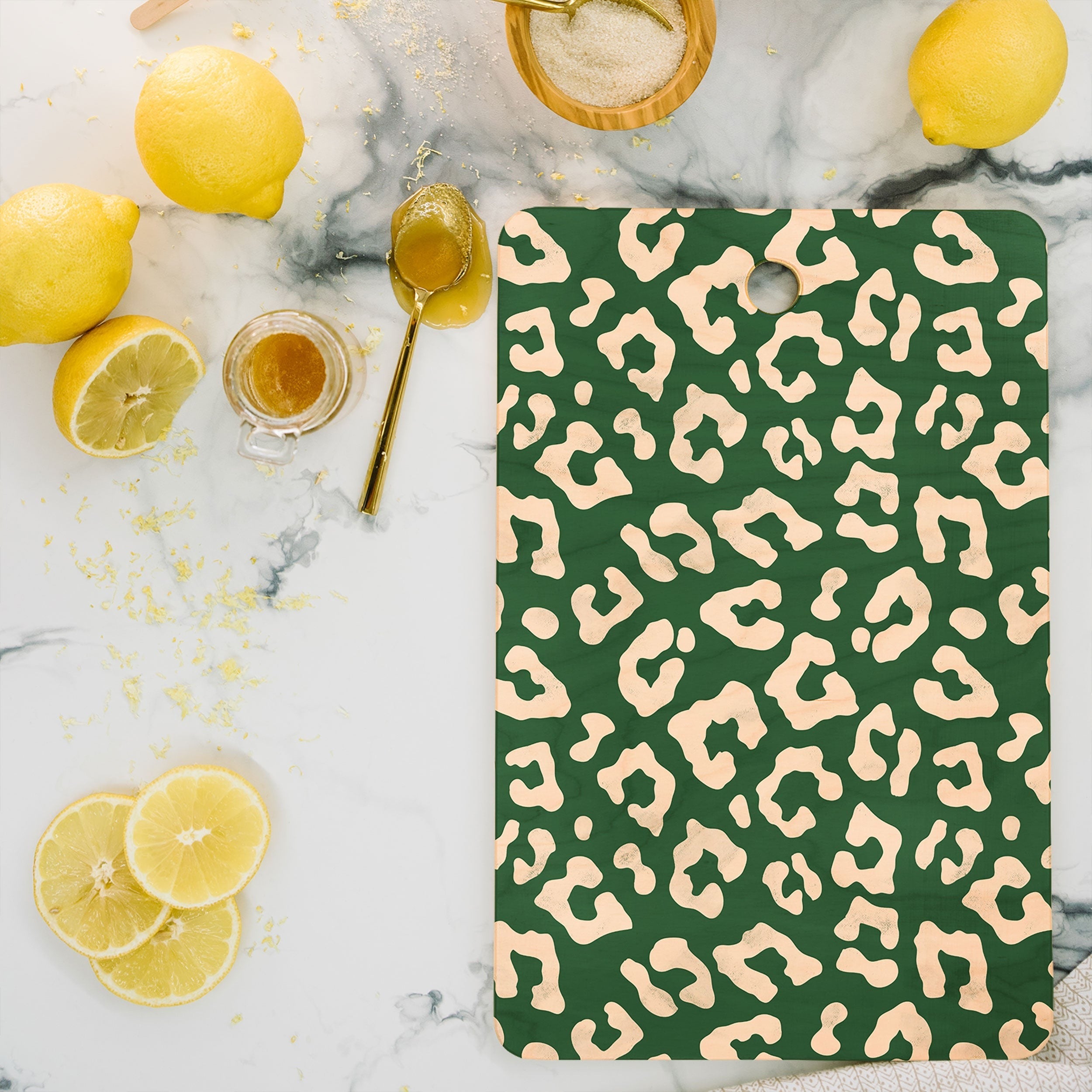Avenie BR Cheetah Print In Green Cutting Board Rectangle