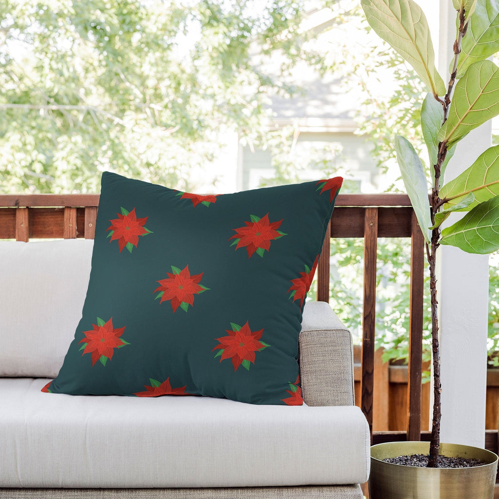 Design by Spark Poinsettia Florals Outdoor Throw Pillow