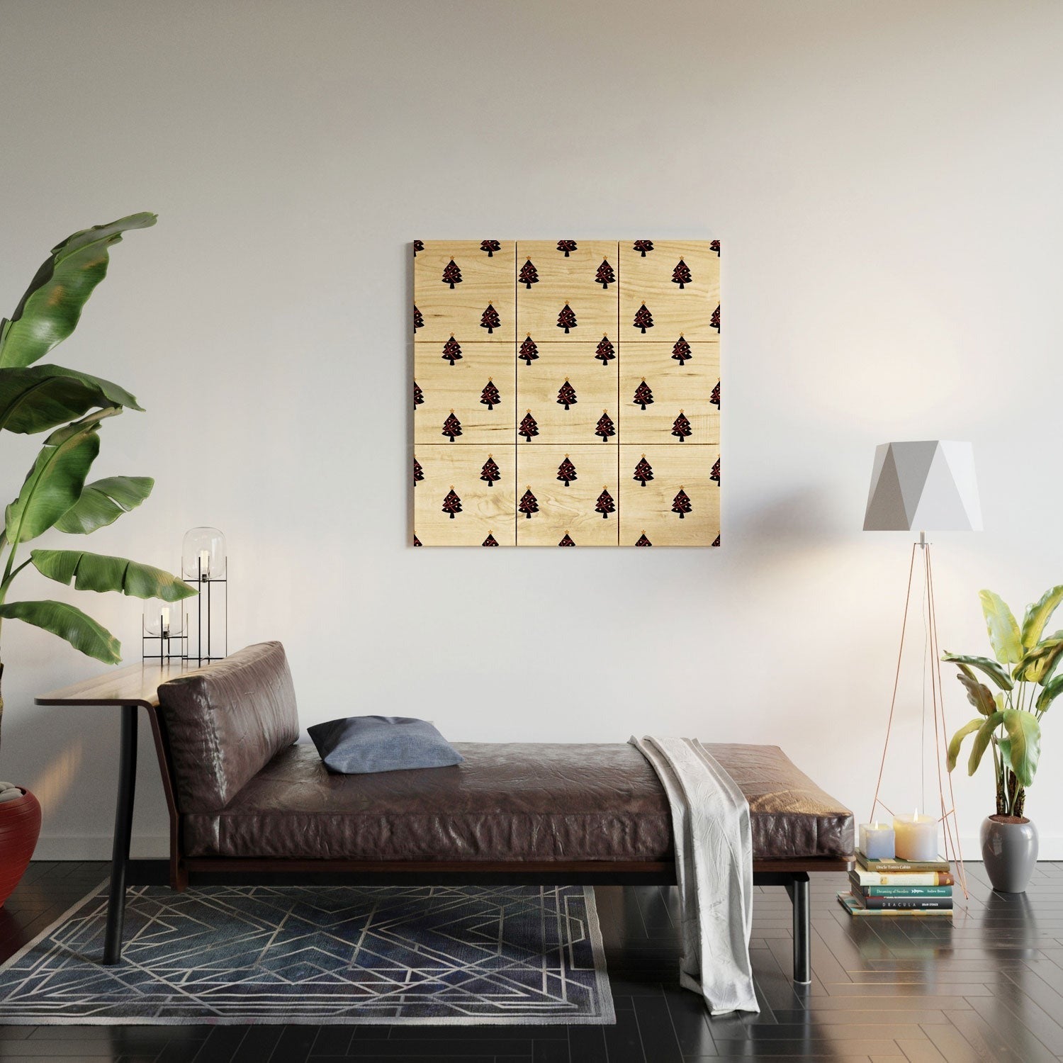 Design by Spark Black And Gold Christmas Tree Wood Wall Mural