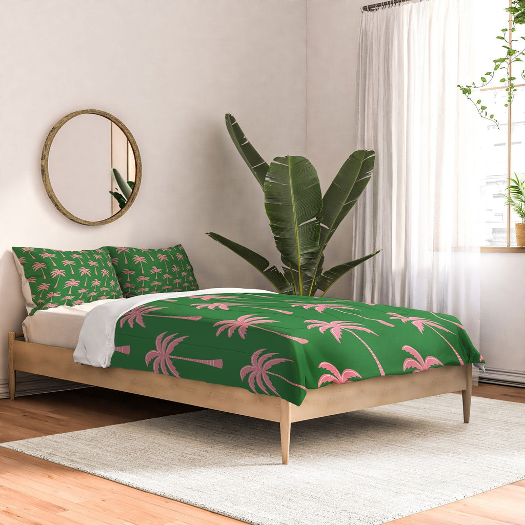 Design by Spark Pink Palm Tree Oasis Comforter