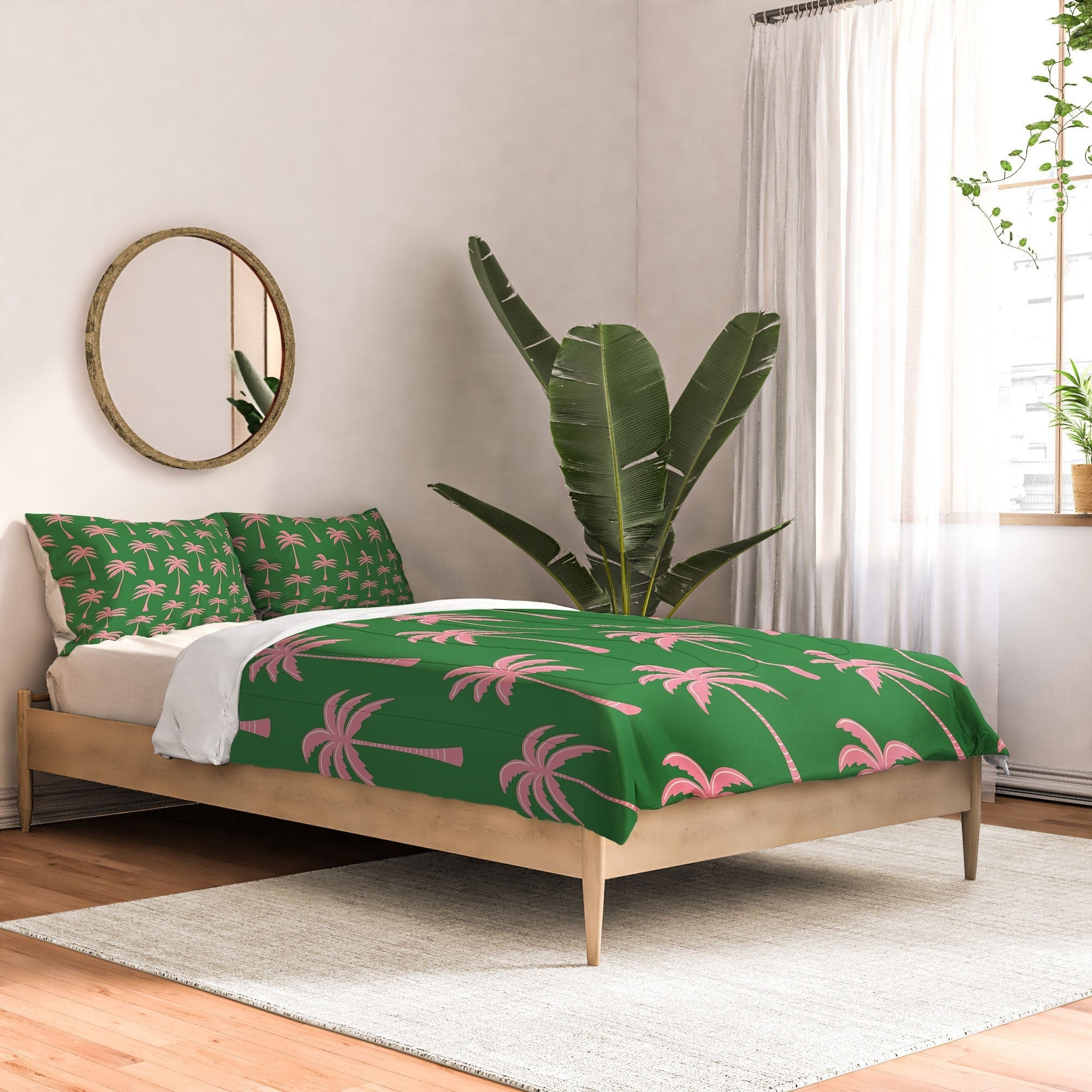 Design by Spark Pink Palm Tree Oasis Comforter