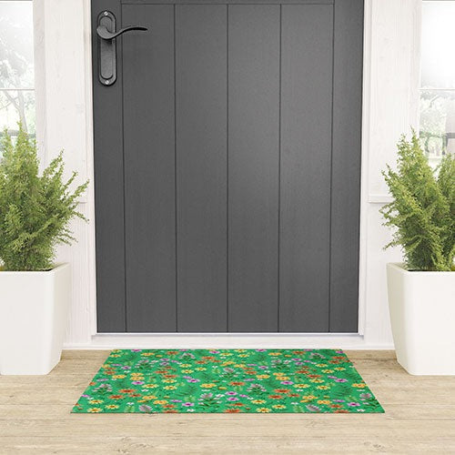 Pimlada Phuapradit Ditsy Spring Floral Green Welcome Mat