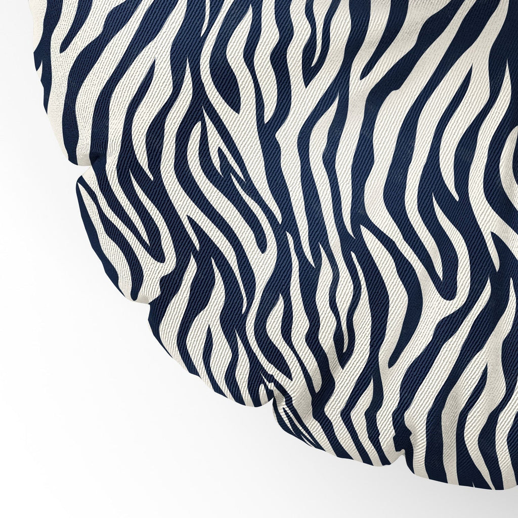 Avenie BR Navy Tiger Stripes Floor Pillow Round