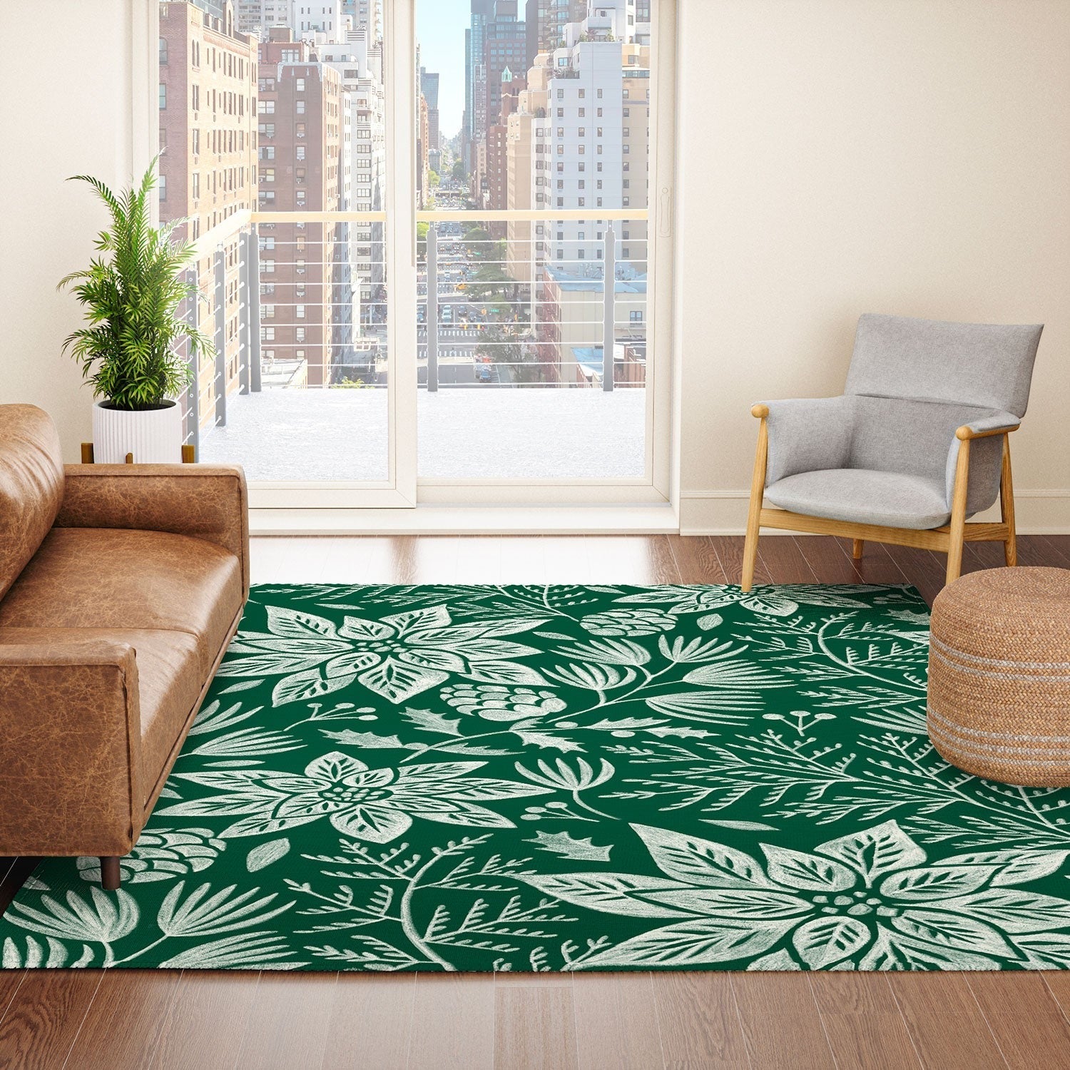 Pimlada Phuapradit Christmas Poinsettia Area Rug