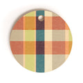 Marta Barragan Camarasa Retro Picnic Plaid Warm Tones Cutting Board Round