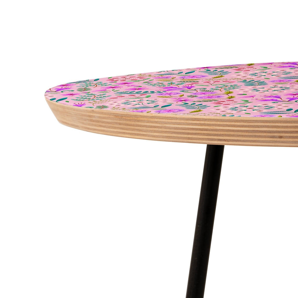 Pimlada Phuapradit Ditsy Purple Floral Half Drop Round Side Table