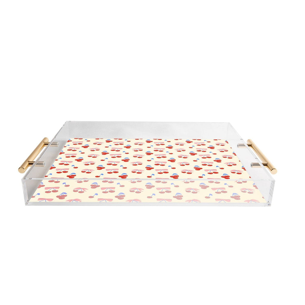 Design by Spark Cherries And Ribbons Acrylic Tray