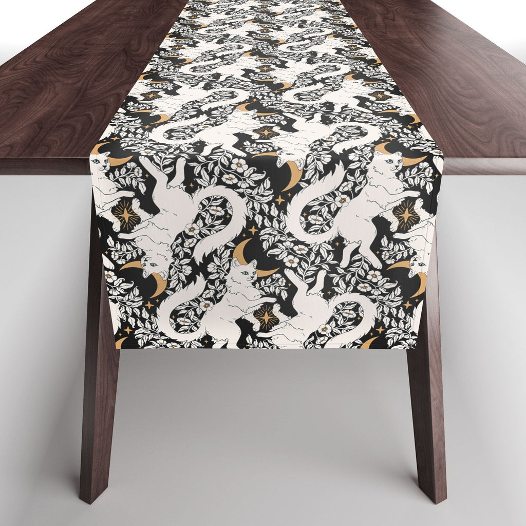Avenie Celestial Cats Gold Table Runner