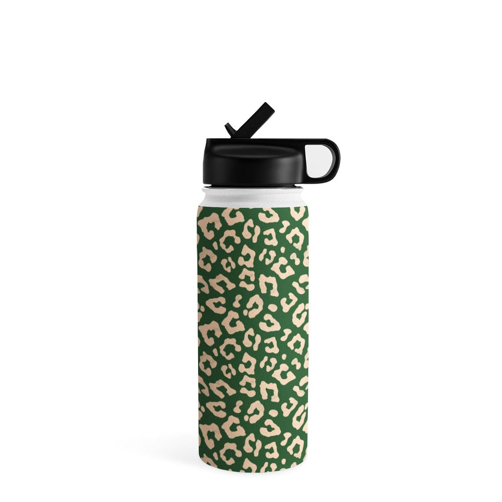 Avenie BR Cheetah Print In Green Water Bottle