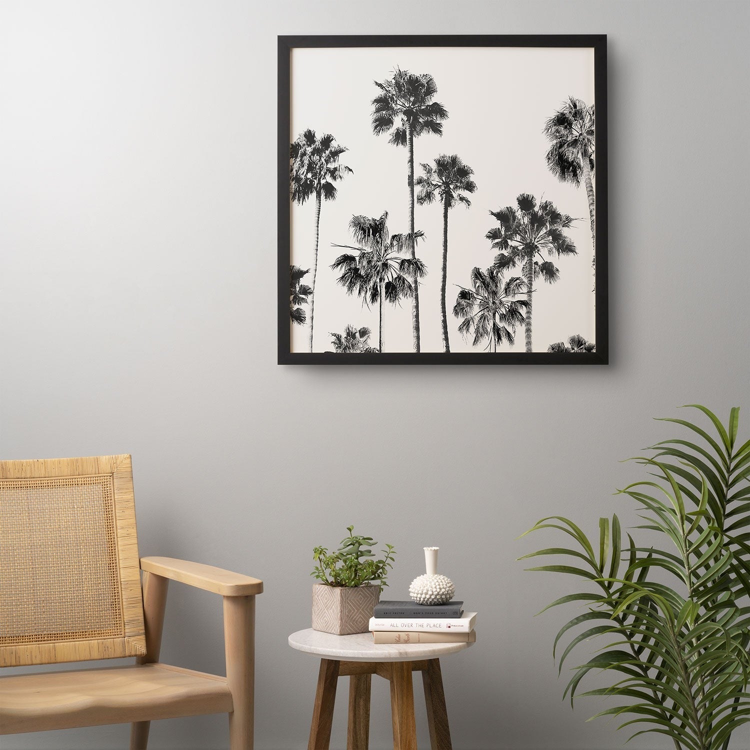 Gal Design Black And White Palms Framed Wall Art