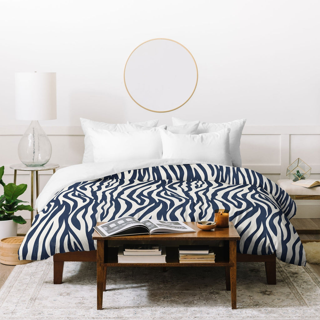 Avenie BR Navy Tiger Stripes Duvet Cover