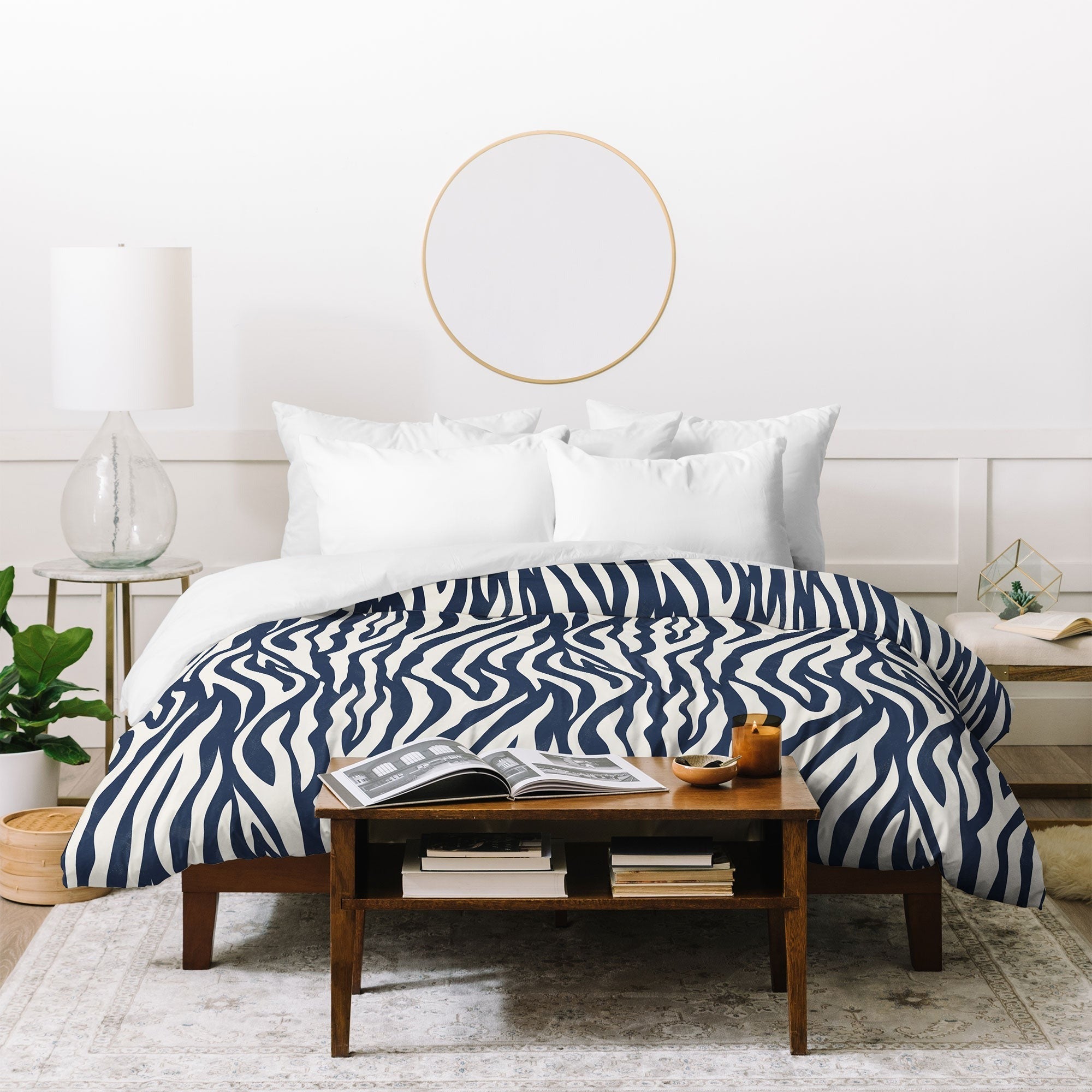 Avenie BR Navy Tiger Stripes Duvet Cover