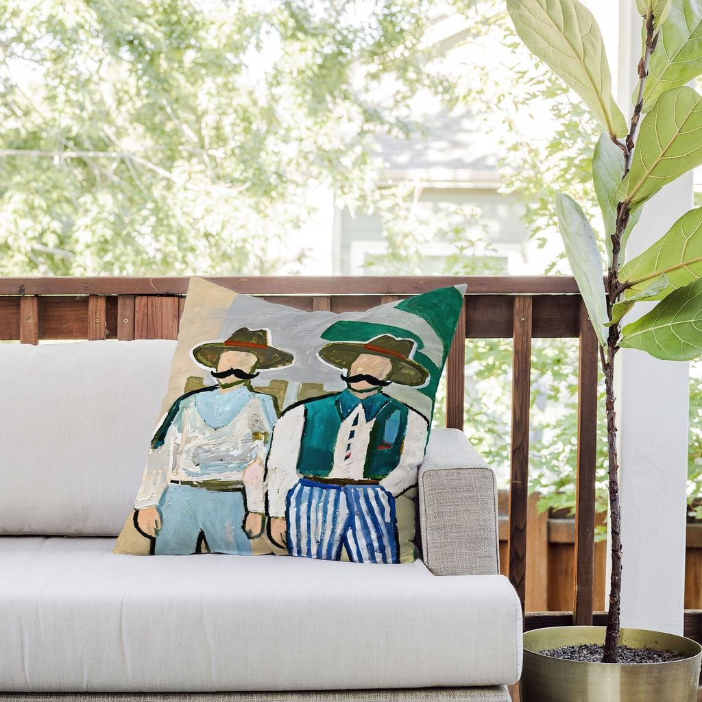 83 Oranges Side By Side Cowboy Edition Outdoor Throw Pillow
