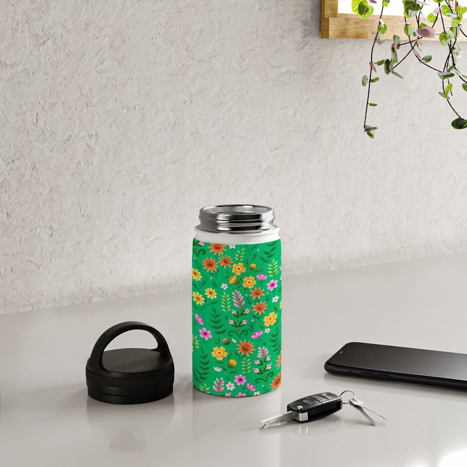 Pimlada Phuapradit Ditsy Spring Floral Green Water Bottle