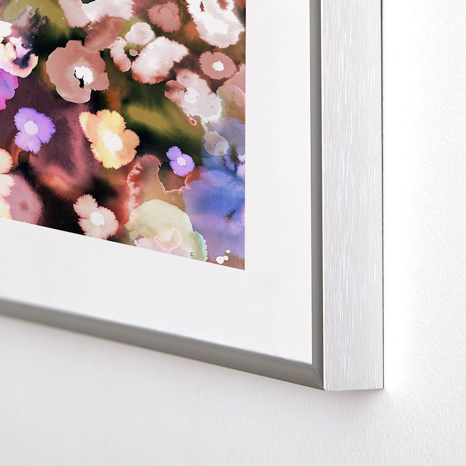 Ninola Design Botanic Retreat Ombre Abstract Watercolor Flowers Pink gold Metal Framed Art Print