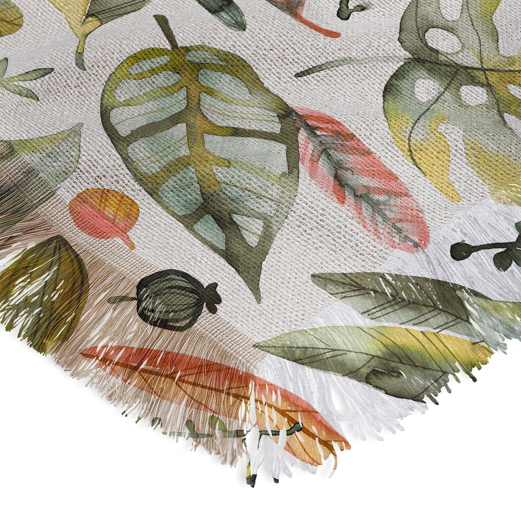 Ninola Design Botanic Retreat Tropical Jungle Leaves Botanical Green Orange Throw Blanket