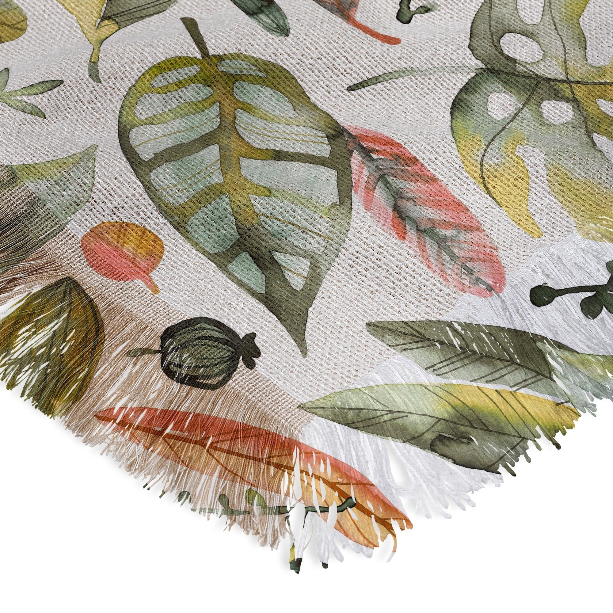 Ninola Design Botanic Retreat Tropical Jungle Leaves Botanical Green Orange Throw Blanket