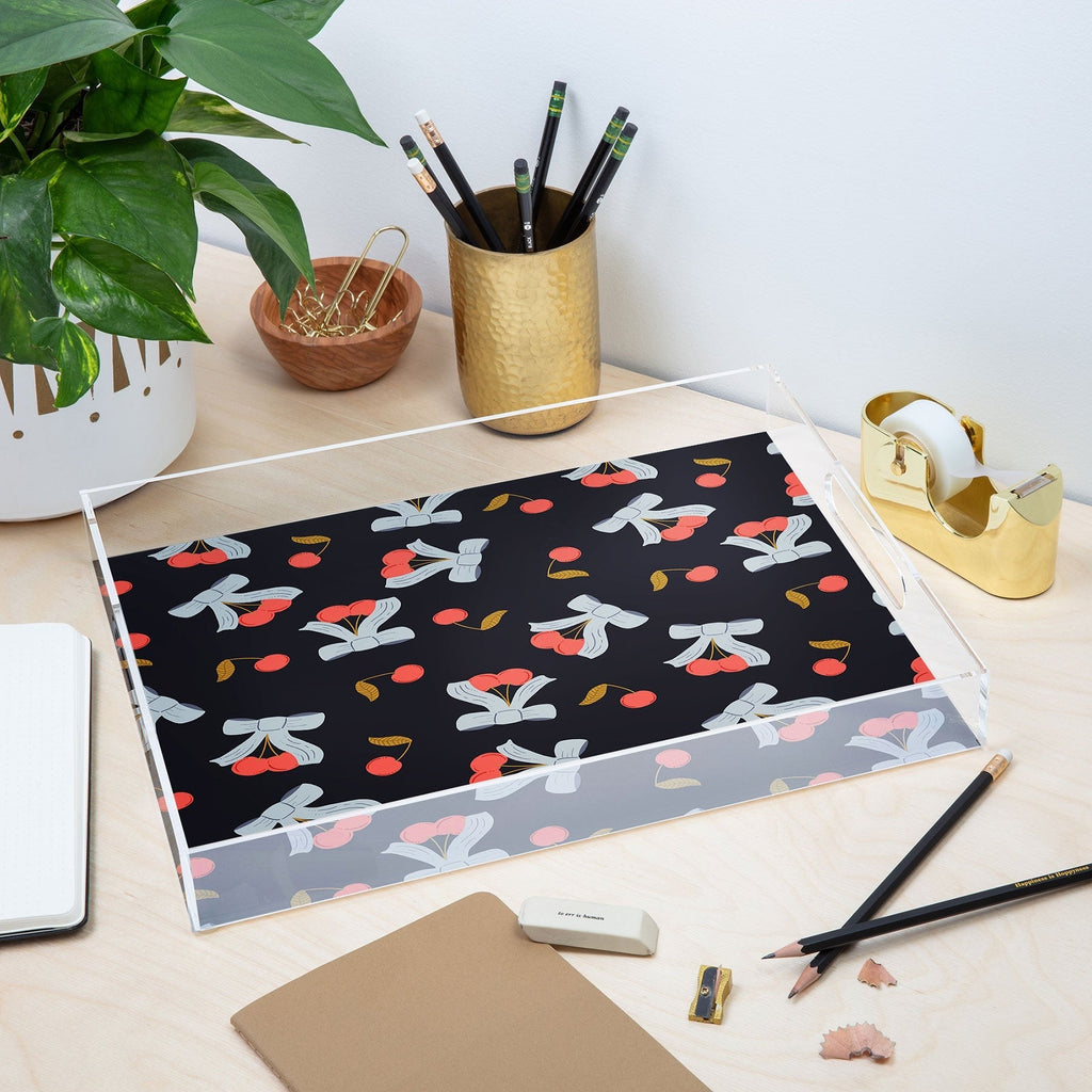 Jennifer Labre Cherries and Bows Acrylic Tray
