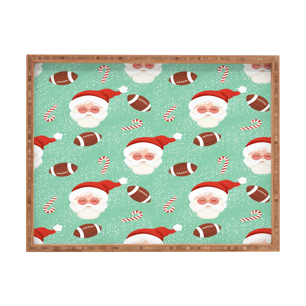 Design by Spark Sporty Football Santa Holiday Rectangular Tray