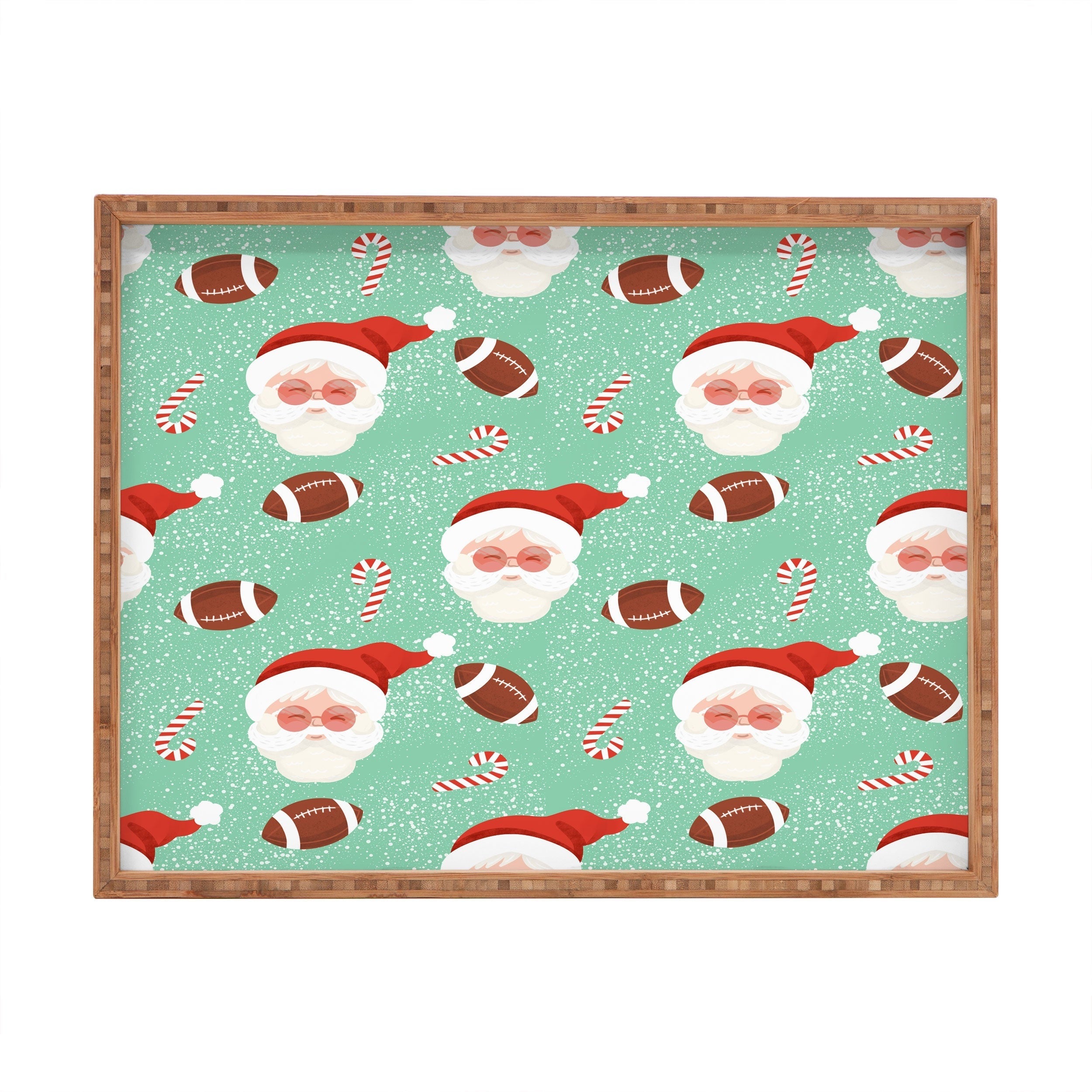 Design by Spark Sporty Football Santa Holiday Rectangular Tray
