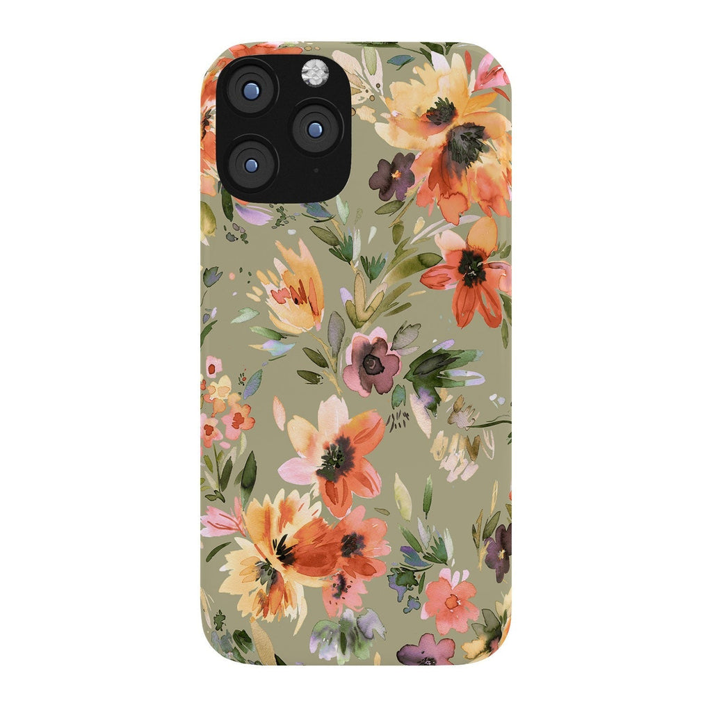 Ninola Design Botanic Retreat Painterly Tropical Flowers Sage Green Phone Case