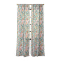 Ninola Design Botanic Retreat Floral Oleander Whimsical Teal Green Sheer Window Curtain