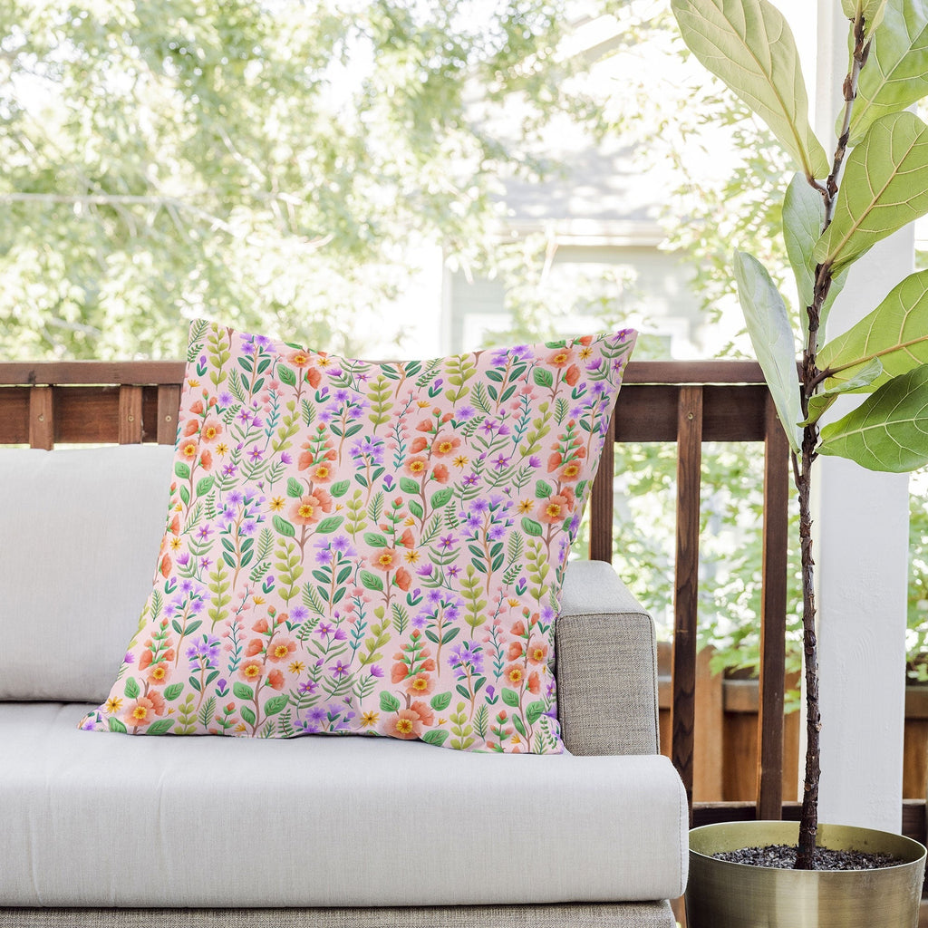 Pimlada Phuapradit Ditsy Spring Floral Outdoor Throw Pillow