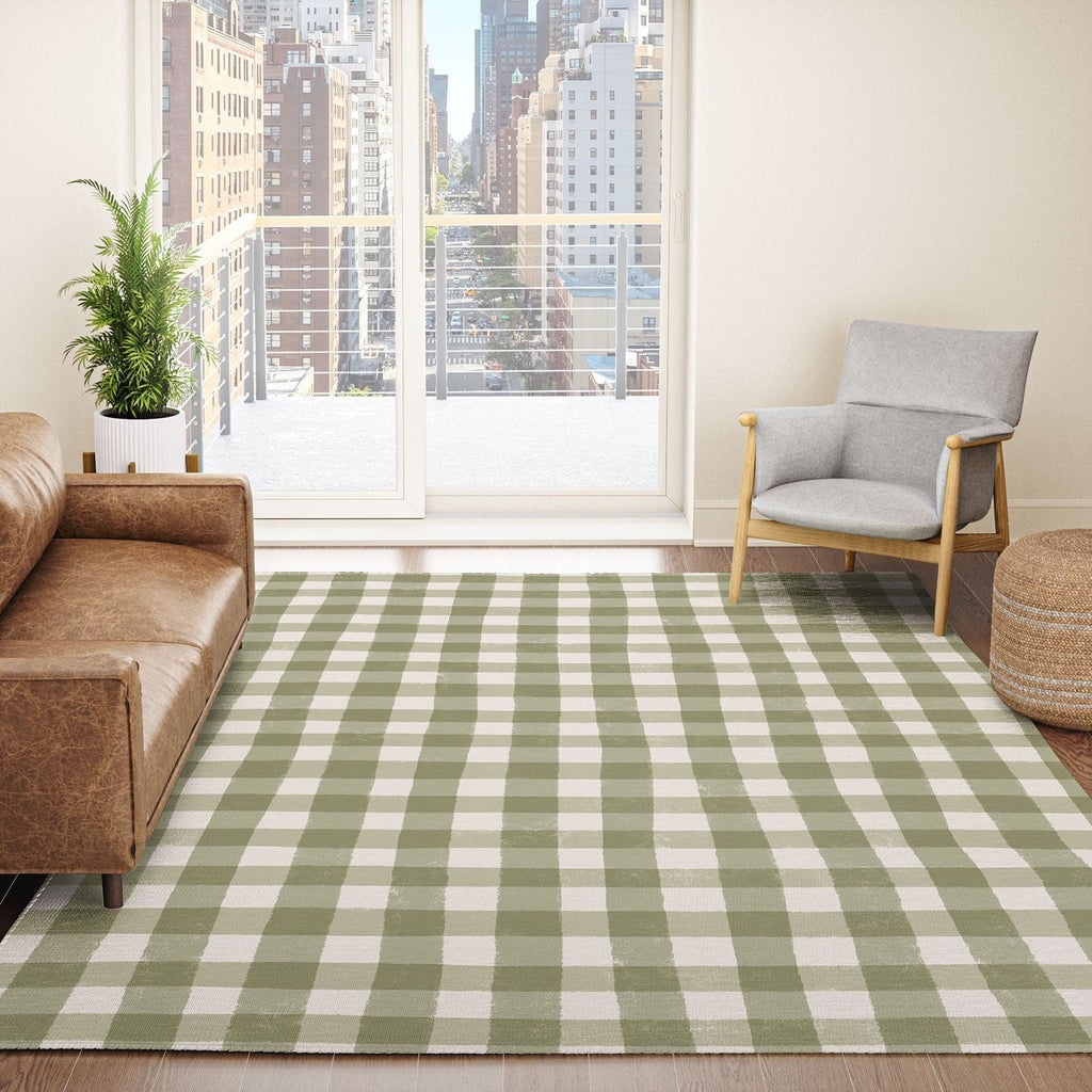 Menina Lisboa Rustic Green Plaid Area Rug