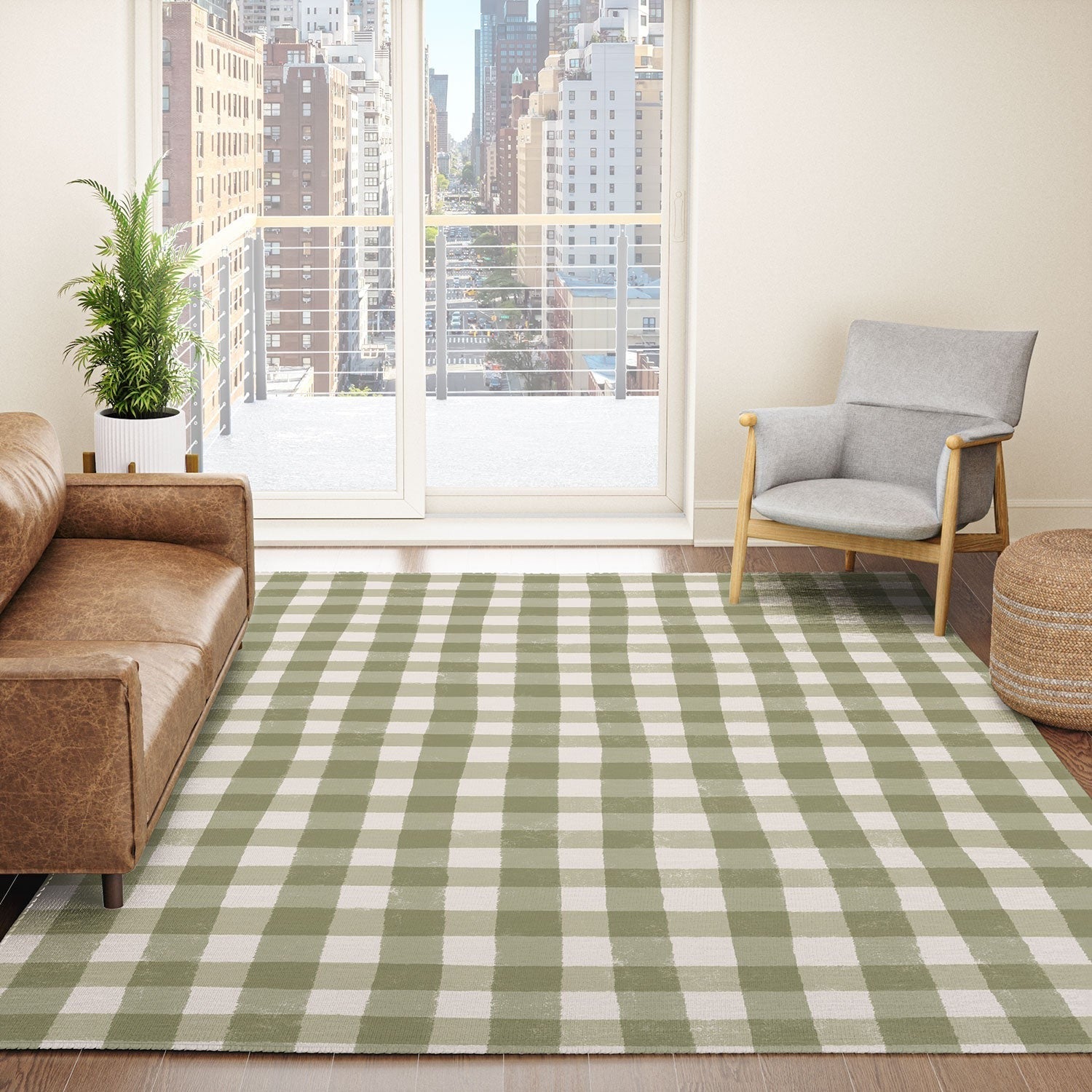 Menina Lisboa Rustic Green Plaid Area Rug