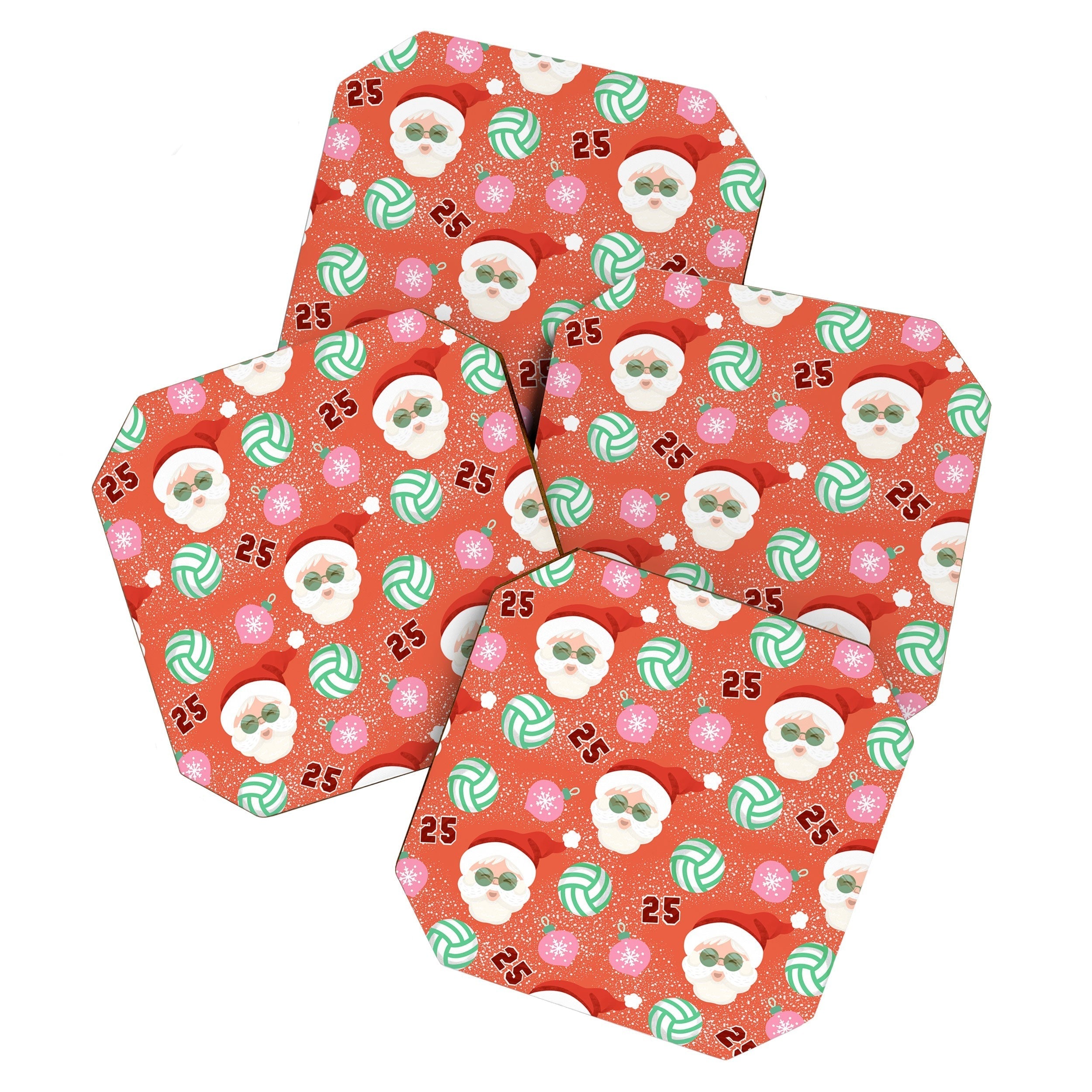 Design by Spark Sporty Volleyball Santa Coaster Set