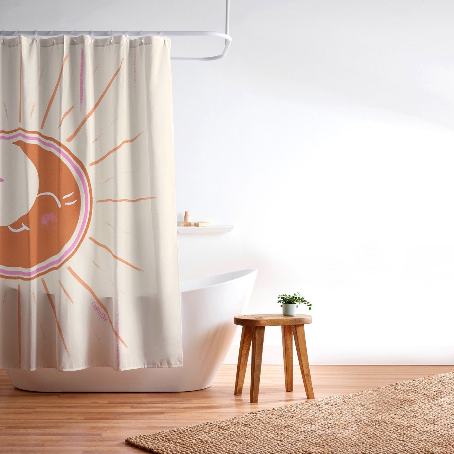 Little Om Celestial Moon cream Shower Curtain