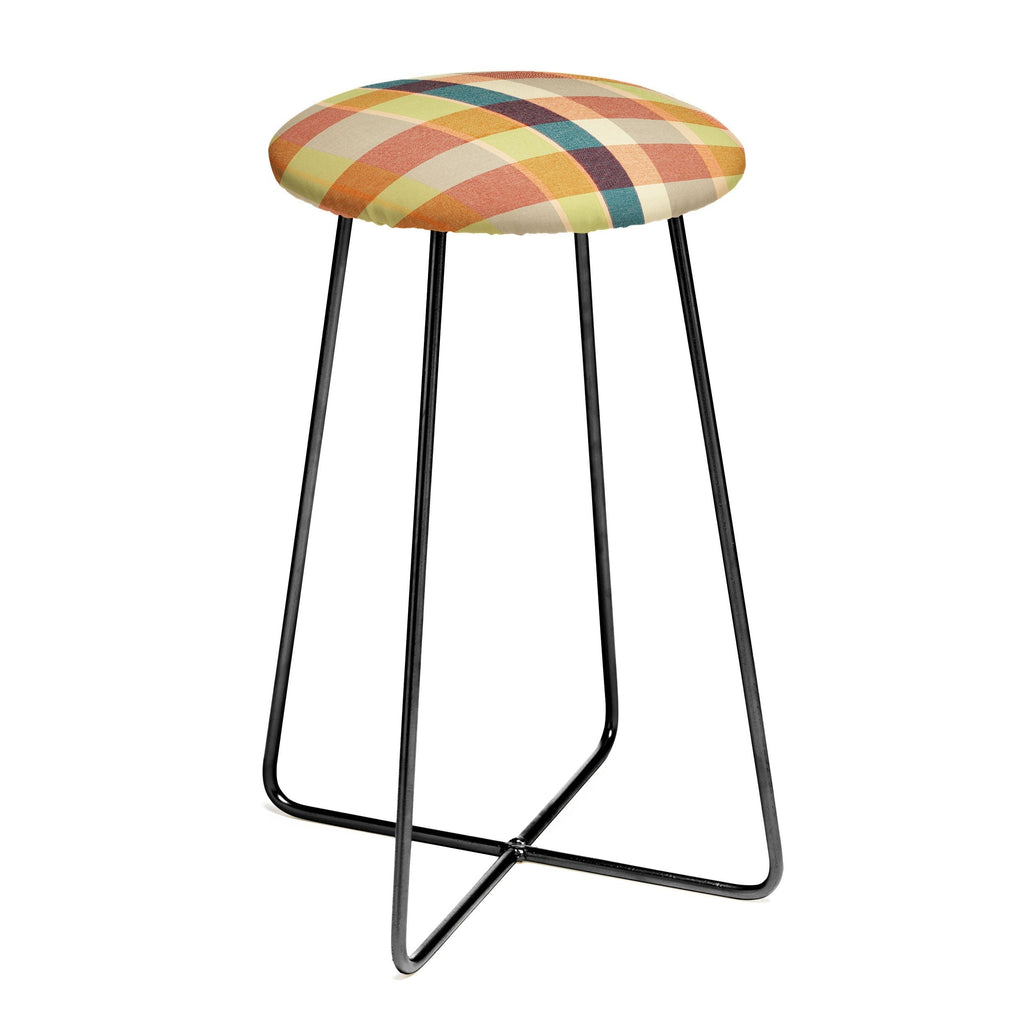Marta Barragan Camarasa Retro Picnic Plaid Warm Tones Counter Stool