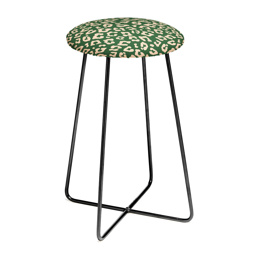 Avenie BR Cheetah Print In Green Counter Stool