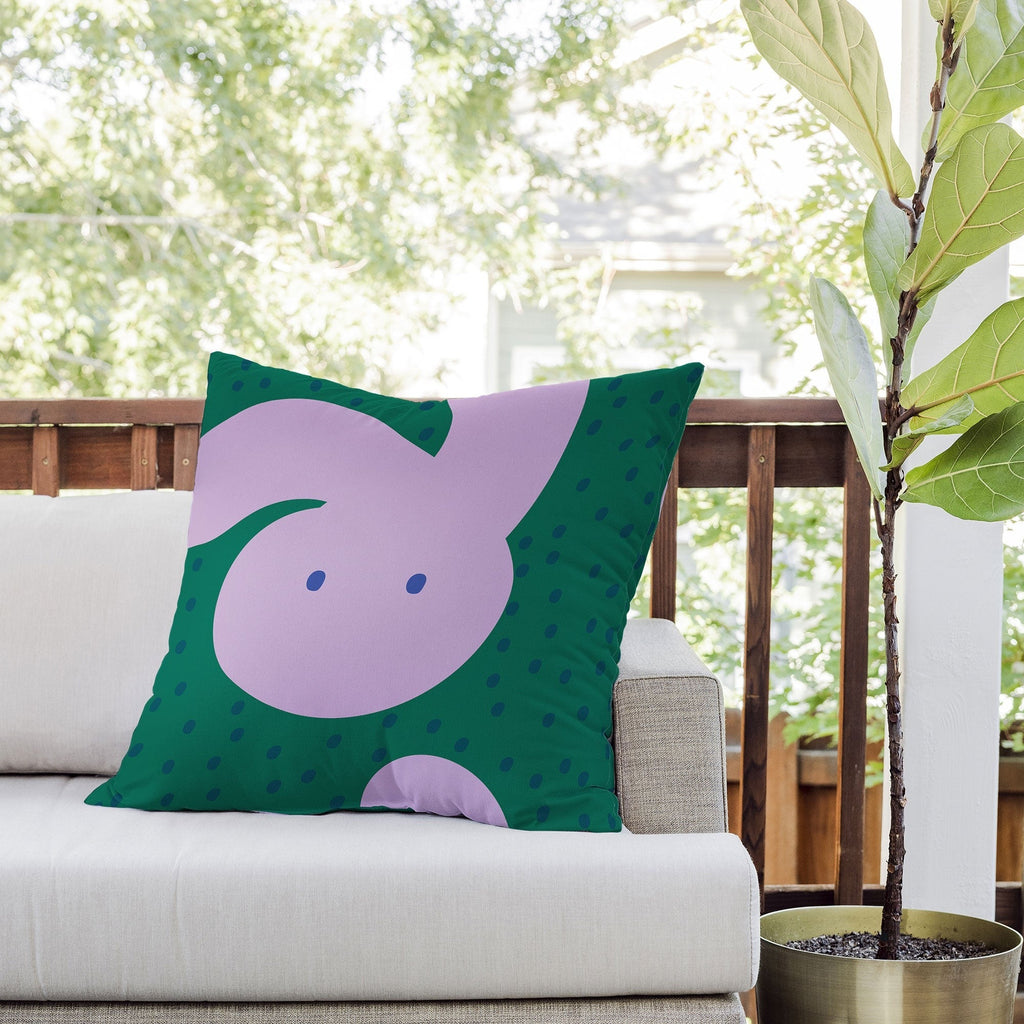 Camilla Foss Pebbles and Rabbit Outdoor Throw Pillow