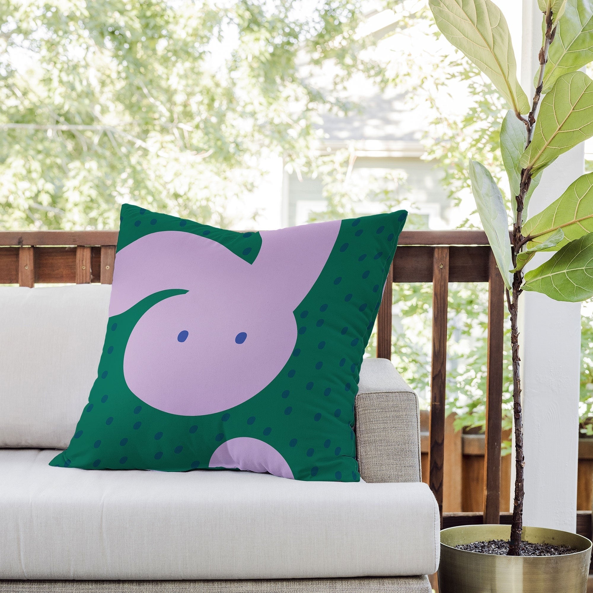 Camilla Foss Pebbles and Rabbit Outdoor Throw Pillow