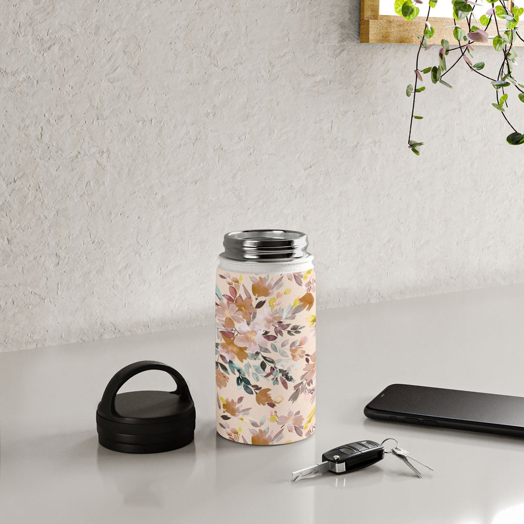 Ninola Design Botanic Retreat Floral Oleander Whimsical Soft Pink Water Bottle
