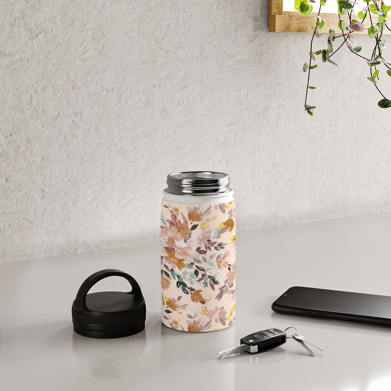 Ninola Design Botanic Retreat Floral Oleander Whimsical Soft Pink Water Bottle