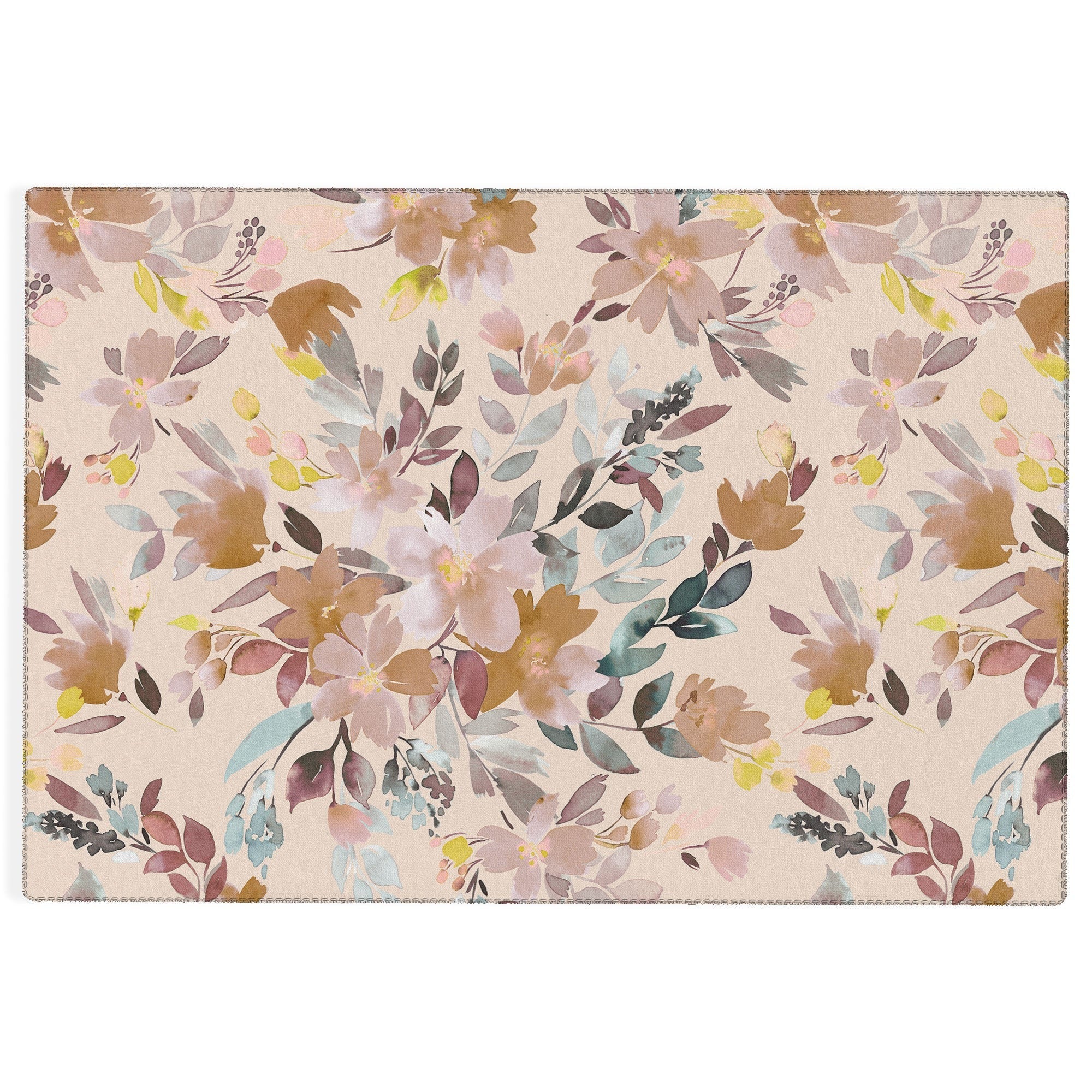 Ninola Design Botanic Retreat Floral Oleander Whimsical Soft Pink Outdoor Rug