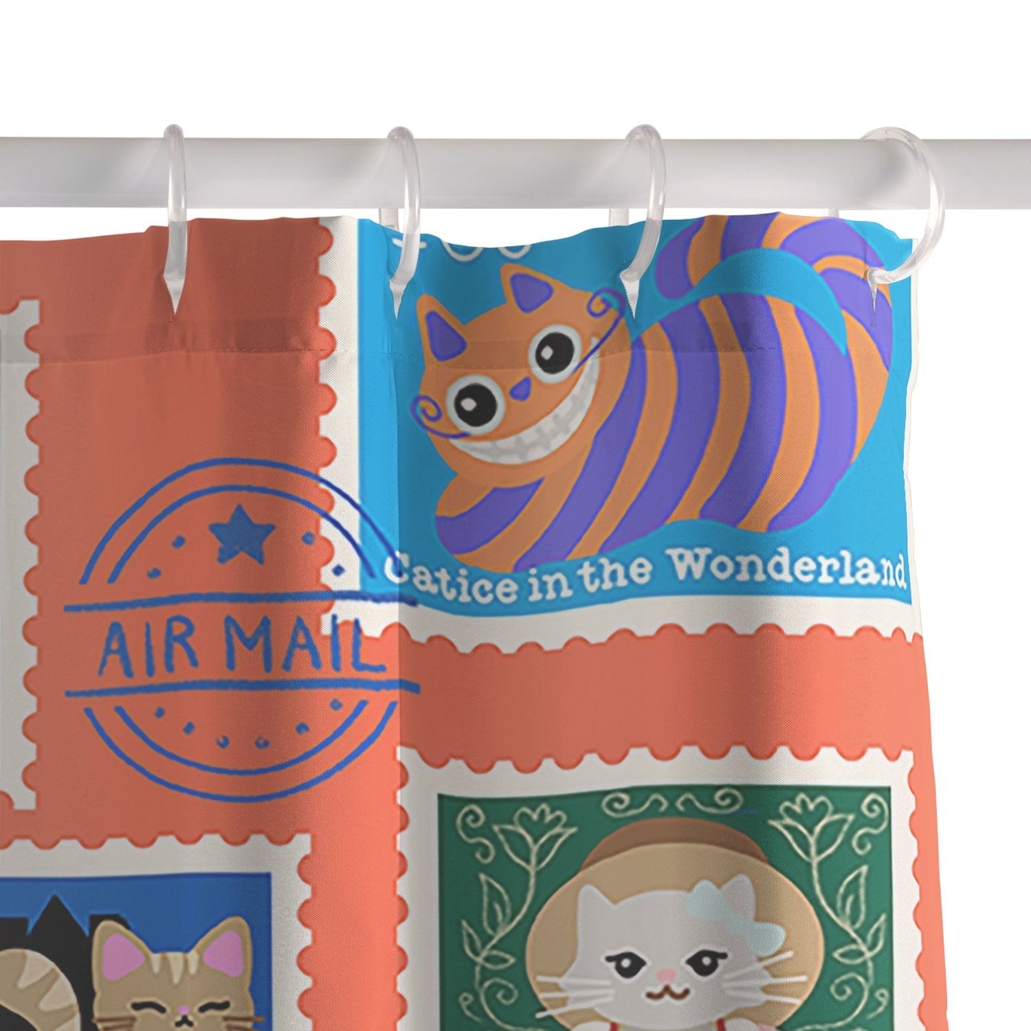 Design by Spark Classic Book Cat Stamps Shower Curtain