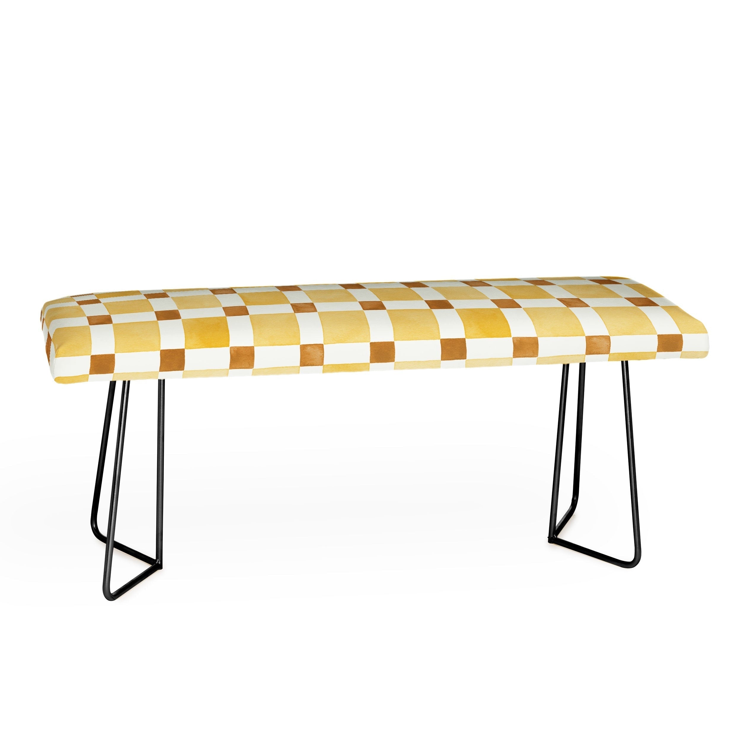 Ninola Design Everyday Artifact Checker Mosaic Tiles Geometry Yellow Bench