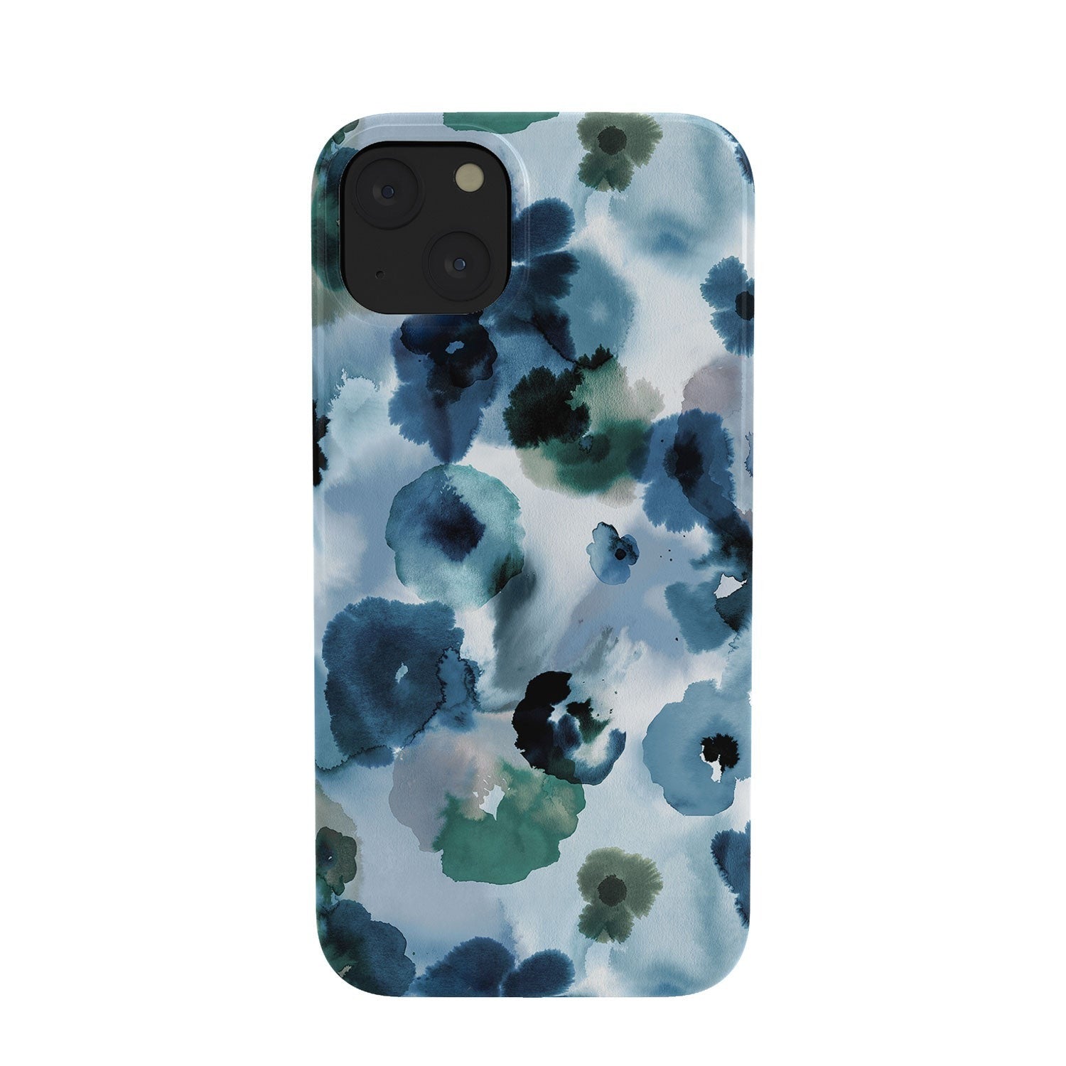 Ninola Design Botanic Retreat Ombre Abstract Watercolor Flowers Blue Navy Phone Case