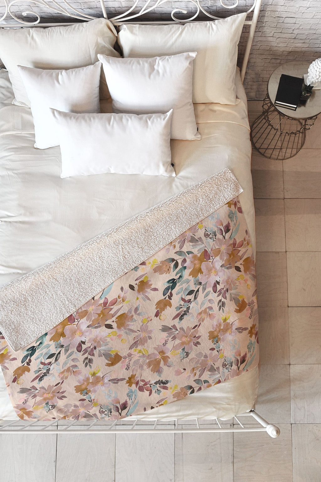 Ninola Design Botanic Retreat Floral Oleander Whimsical Soft Pink Fleece Throw Blanket