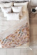 Ninola Design Botanic Retreat Floral Oleander Whimsical Soft Pink Fleece Throw Blanket