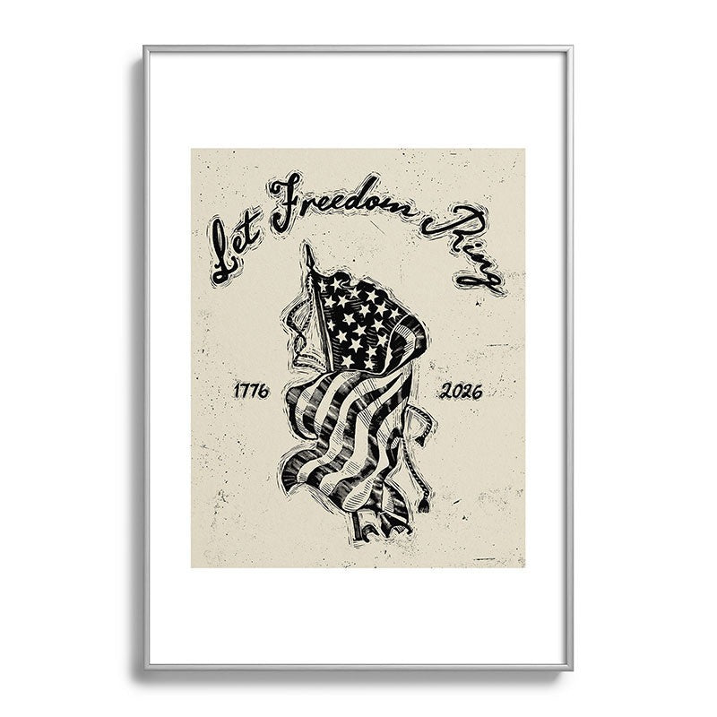 DENY Designs Let Freedom Ring Block Metal Framed Art Print