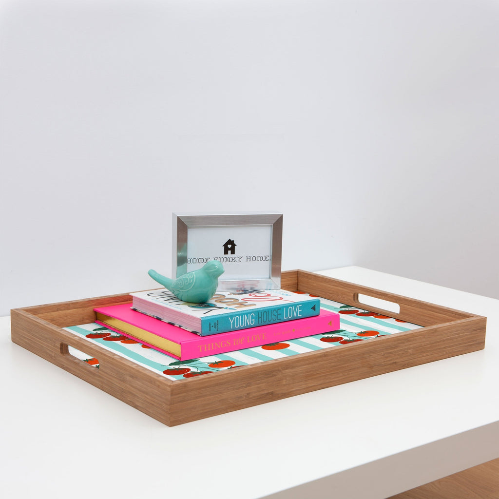 Design by Spark Zesty Tomatoes and Stripes Rectangular Tray