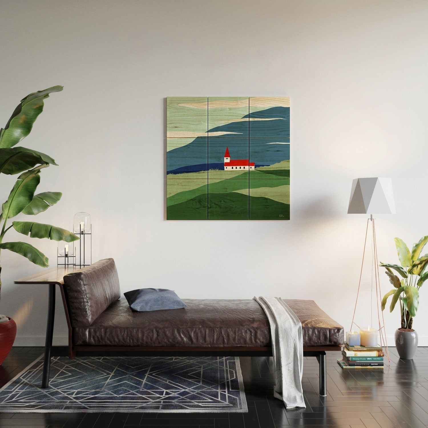 Valeria Frustaci Red roof in Iceland Wood Wall Mural
