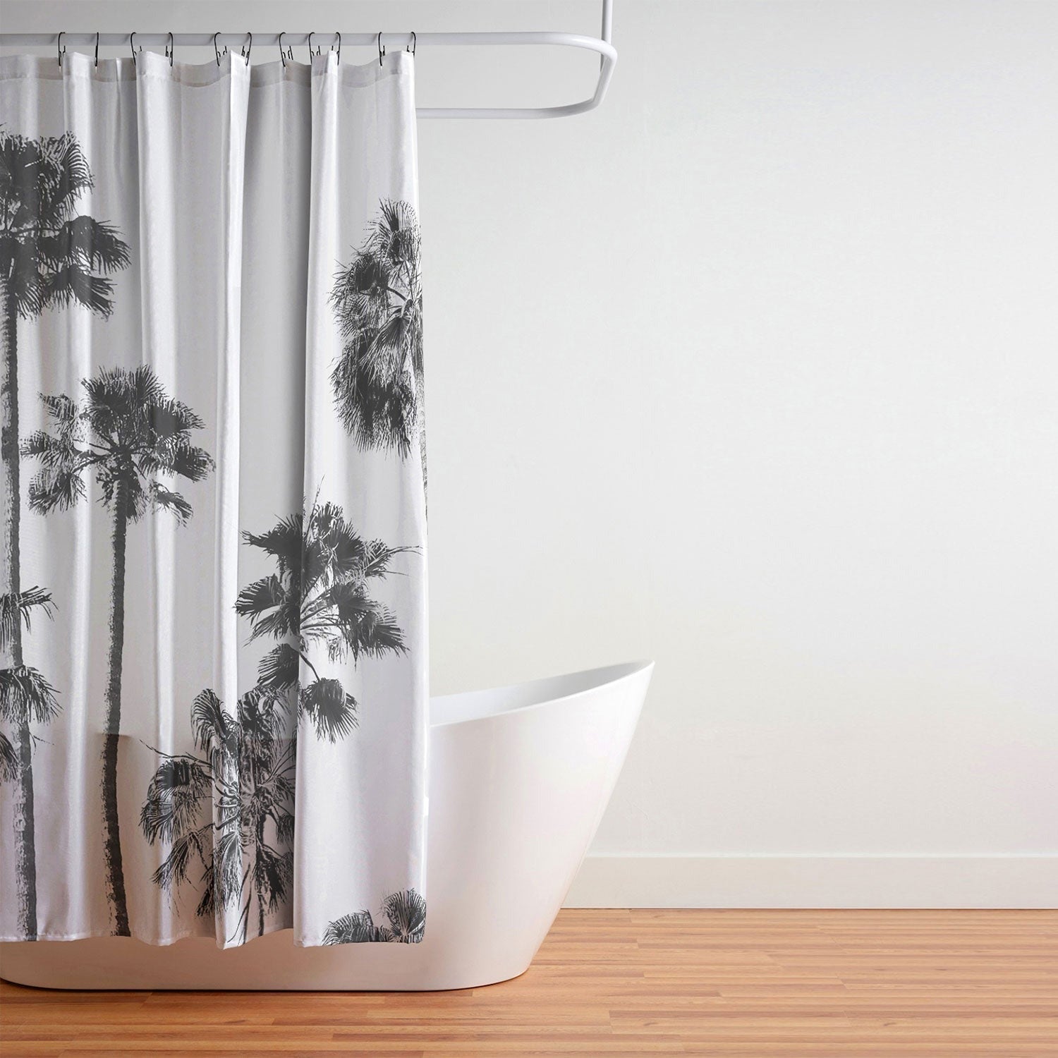 Gal Design Black And White Palms Shower Curtain